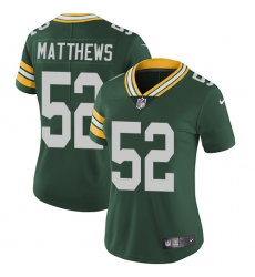 Women's Nike Green Bay Packers #52 Clay Matthews Elite Green Team Color NFL Jersey