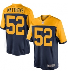 Youth Nike Green Bay Packers #52 Clay Matthews Elite Navy Blue Alternate NFL Jersey