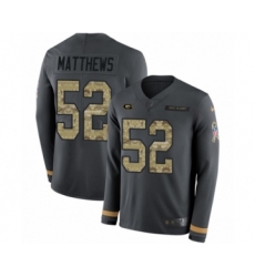 Youth Nike Green Bay Packers #52 Clay Matthews Limited Black Salute to Service Therma Long Sleeve NFL Jersey