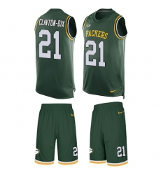 Men's Nike Green Bay Packers #21 Ha Ha Clinton-Dix Limited Green Tank Top Suit NFL Jersey