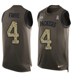 Men's Nike Green Bay Packers #4 Brett Favre Limited Green Salute to Service Tank Top NFL Jersey