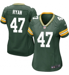 Women's Nike Green Bay Packers #47 Jake Ryan Game Green Team Color NFL Jersey