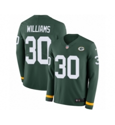 Youth Nike Green Bay Packers #30 Jamaal Williams Limited Green Therma Long Sleeve NFL Jersey