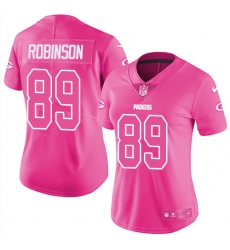Women's Nike Green Bay Packers #89 Dave Robinson Limited Pink Rush Fashion NFL Jersey