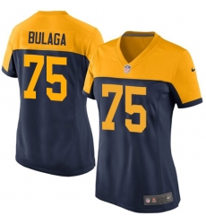 Women's Nike Green Bay Packers #75 Bryan Bulaga Elite Navy Blue Alternate NFL Jersey