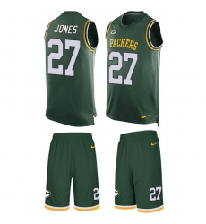 Men's Nike Green Bay Packers #27 Josh Jones Limited Green Tank Top Suit NFL Jersey