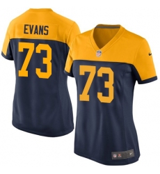Women's Nike Green Bay Packers #73 Jahri Evans Elite Navy Blue Alternate NFL Jersey
