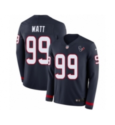 Youth Nike Houston Texans #99 J.J. Watt Limited Navy Blue Therma Long Sleeve NFL Jersey