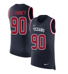 Men's Nike Houston Texans #90 Jadeveon Clowney Limited Navy Blue Rush Player Name & Number Tank Top NFL Jersey