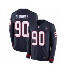 Men's Nike Houston Texans #90 Jadeveon Clowney Limited Navy Blue Therma Long Sleeve NFL Jersey