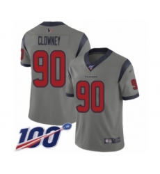 Youth Houston Texans #90 Jadeveon Clowney Limited Gray Inverted Legend 100th Season Football Jersey