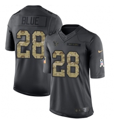 Men's Nike Houston Texans #28 Alfred Blue Limited Black 2016 Salute to Service NFL Jersey