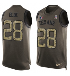 Men's Nike Houston Texans #28 Alfred Blue Limited Green Salute to Service Tank Top NFL Jersey