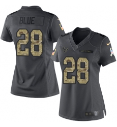 Women's Nike Houston Texans #28 Alfred Blue Limited Black 2016 Salute to Service NFL Jersey
