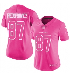 Women's Nike Houston Texans #87 C.J. Fiedorowicz Limited Pink Rush Fashion NFL Jersey