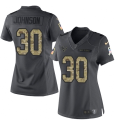 Women's Nike Houston Texans #30 Kevin Johnson Limited Black 2016 Salute to Service NFL Jersey
