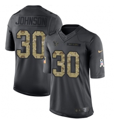 Youth Nike Houston Texans #30 Kevin Johnson Limited Black 2016 Salute to Service NFL Jersey