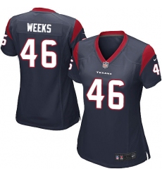Women's Nike Houston Texans #46 Jon Weeks Game Navy Blue Team Color NFL Jersey