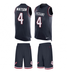 Men's Nike Houston Texans #4 Deshaun Watson Limited Navy Blue Tank Top Suit NFL Jersey