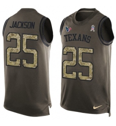 Men's Nike Houston Texans #25 Kareem Jackson Limited Green Salute to Service Tank Top NFL Jersey
