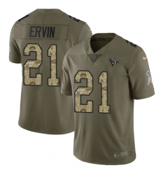 Men's Nike Houston Texans #21 Tyler Ervin Limited Olive Camo 2017 Salute to Service NFL Jersey