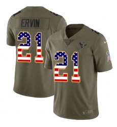Men's Nike Houston Texans #21 Tyler Ervin Limited Olive USA Flag 2017 Salute to Service NFL Jersey