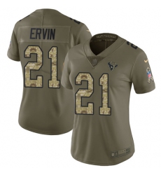 Women's Nike Houston Texans #21 Tyler Ervin Limited Olive Camo 2017 Salute to Service NFL Jersey