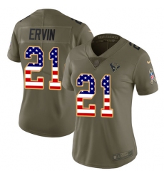 Women's Nike Houston Texans #21 Tyler Ervin Limited Olive USA Flag 2017 Salute to Service NFL Jersey