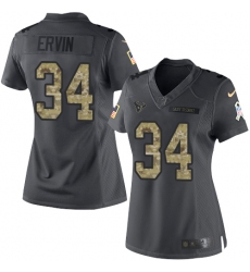 Women's Nike Houston Texans #34 Tyler Ervin Limited Black 2016 Salute to Service NFL Jersey