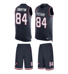 Men's Nike Houston Texans #84 Ryan Griffin Limited Navy Blue Tank Top Suit NFL Jersey