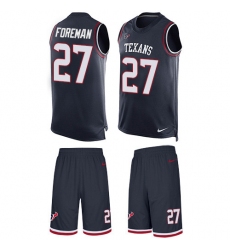 Men's Nike Houston Texans #27 D'Onta Foreman Limited Navy Blue Tank Top Suit NFL Jersey
