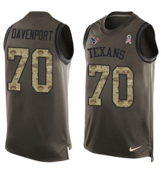 Men's Nike Houston Texans #70 Julien Davenport Limited Green Salute to Service Tank Top NFL Jersey