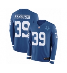 Men's Nike Indianapolis Colts #39 Josh Ferguson Limited Blue Therma Long Sleeve NFL Jersey