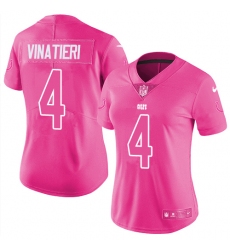 Women's Nike Indianapolis Colts #4 Adam Vinatieri Limited Pink Rush Fashion NFL Jersey