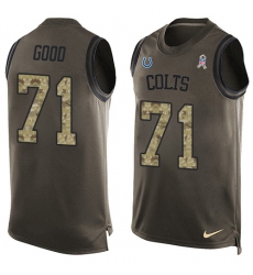 Men's Nike Indianapolis Colts #71 Denzelle Good Limited Green Salute to Service Tank Top NFL Jersey