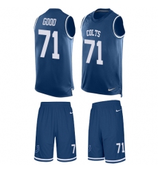 Men's Nike Indianapolis Colts #71 Denzelle Good Limited Royal Blue Tank Top Suit NFL Jersey