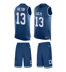 Men's Nike Indianapolis Colts #13 T.Y. Hilton Limited Royal Blue Tank Top Suit NFL Jersey