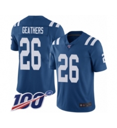 Men's Indianapolis Colts #26 Clayton Geathers Royal Blue Team Color Vapor Untouchable Limited Player 100th Season Football Jersey