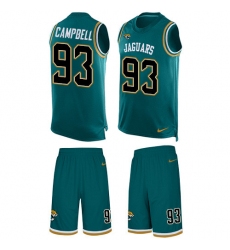 Men's Nike Jacksonville Jaguars #93 Calais Campbell Limited Teal Green Tank Top Suit NFL Jersey