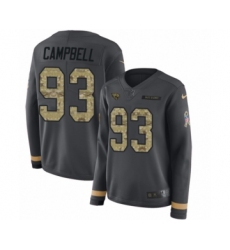 Women's Nike Jacksonville Jaguars #93 Calais Campbell Limited Black Salute to Service Therma Long Sleeve NFL Jersey