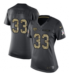 Women's Nike Jacksonville Jaguars #33 Chris Ivory Limited Black 2016 Salute to Service NFL Jersey