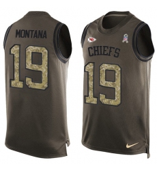 Men's Nike Kansas City Chiefs #19 Joe Montana Limited Green Salute to Service Tank Top NFL Jersey