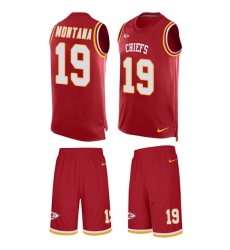 Men's Nike Kansas City Chiefs #19 Joe Montana Limited Red Tank Top Suit NFL Jersey