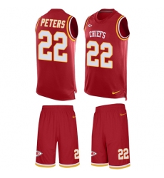 Men's Nike Kansas City Chiefs #22 Marcus Peters Limited Red Tank Top Suit NFL Jersey