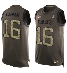 Men's Nike Kansas City Chiefs #16 Len Dawson Limited Green Salute to Service Tank Top NFL Jersey