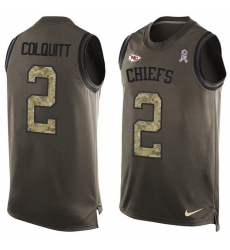Men's Nike Kansas City Chiefs #2 Dustin Colquitt Limited Green Salute to Service Tank Top NFL Jersey
