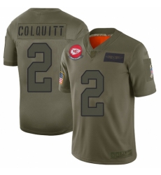 Youth Kansas City Chiefs #2 Dustin Colquitt Limited Camo 2019 Salute to Service Football Jersey