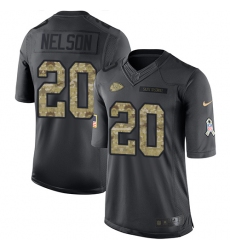 Men's Nike Kansas City Chiefs #20 Steven Nelson Limited Black 2016 Salute to Service NFL Jersey