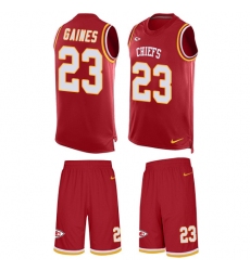 Men's Nike Kansas City Chiefs #23 Phillip Gaines Limited Red Tank Top Suit NFL Jersey