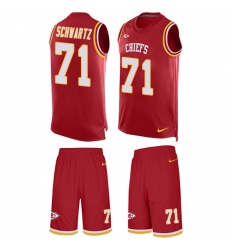 Men's Nike Kansas City Chiefs #71 Mitchell Schwartz Limited Red Tank Top Suit NFL Jersey